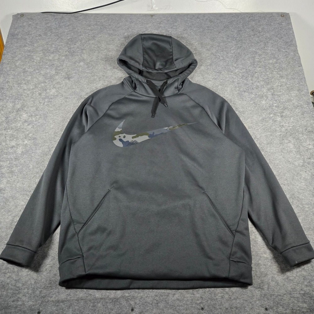 Nike Mens Gray Dri-FIT Camo Swoosh Athletic Hoodie XL